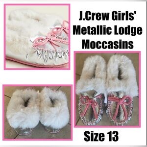 J. Crew Metallic Silver and Pink Kids' Slippers